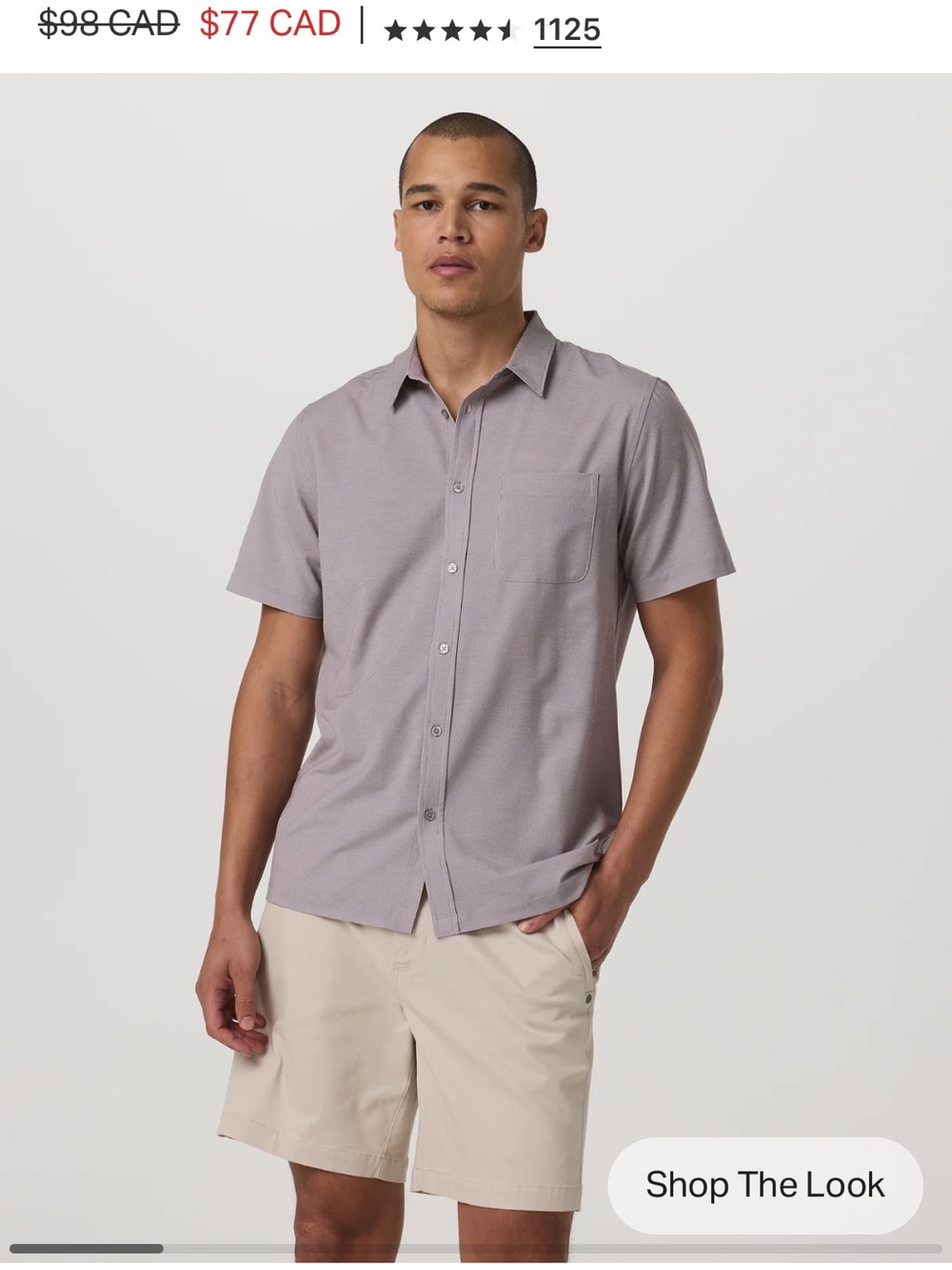 Vuori Bridge Button-Up Shirt in Light Mauve